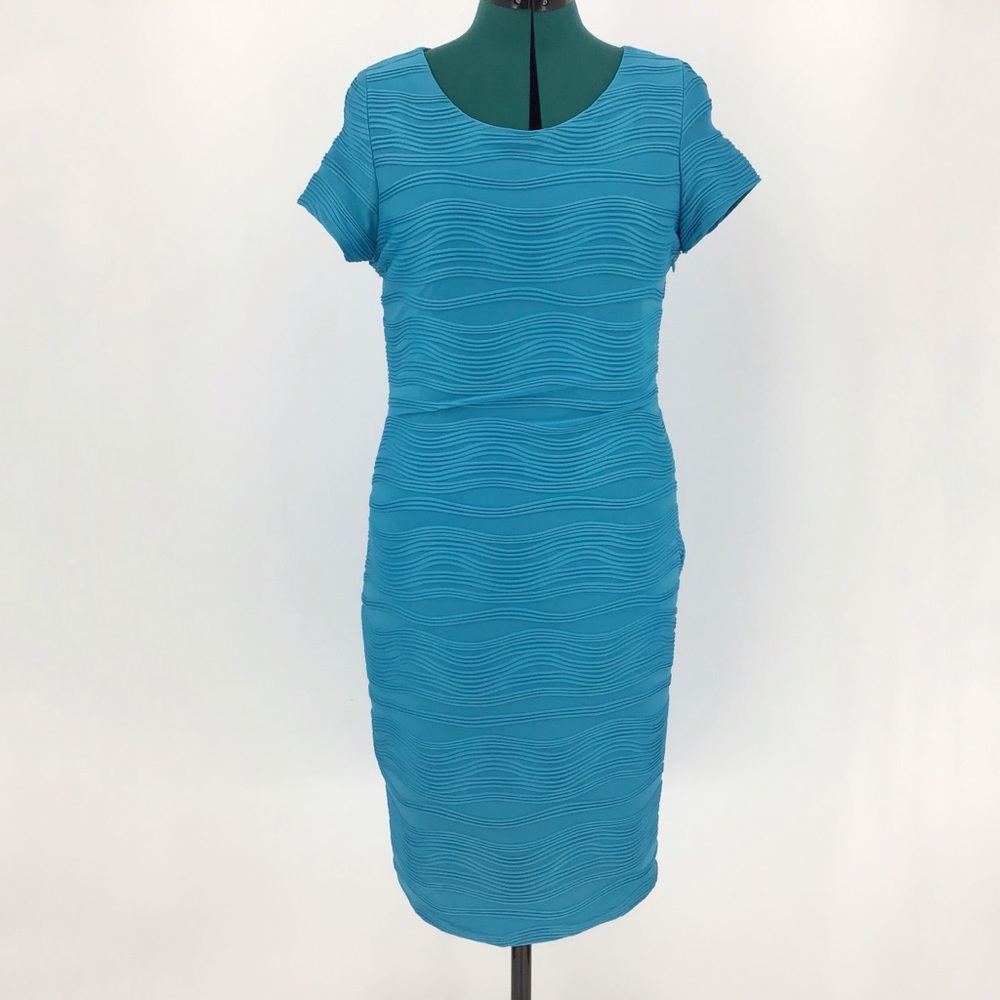 Michael Tyler Blue Short Sleeve Dress, Large